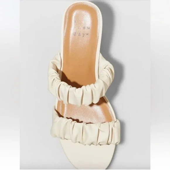 A New Day | Wanda Ruched Block Heeled Sandals - Cream - Picture 11 of 12